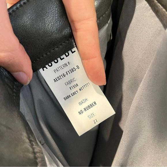 AGOLDE Sloane 100% Leather Gray Relaxed Baggy Classic Straight Leg Pants 27 - Picture 6 of 8